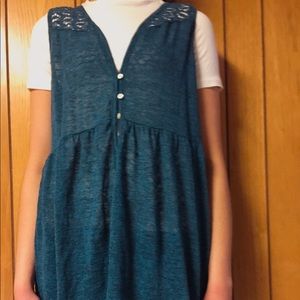 Long blue lace top